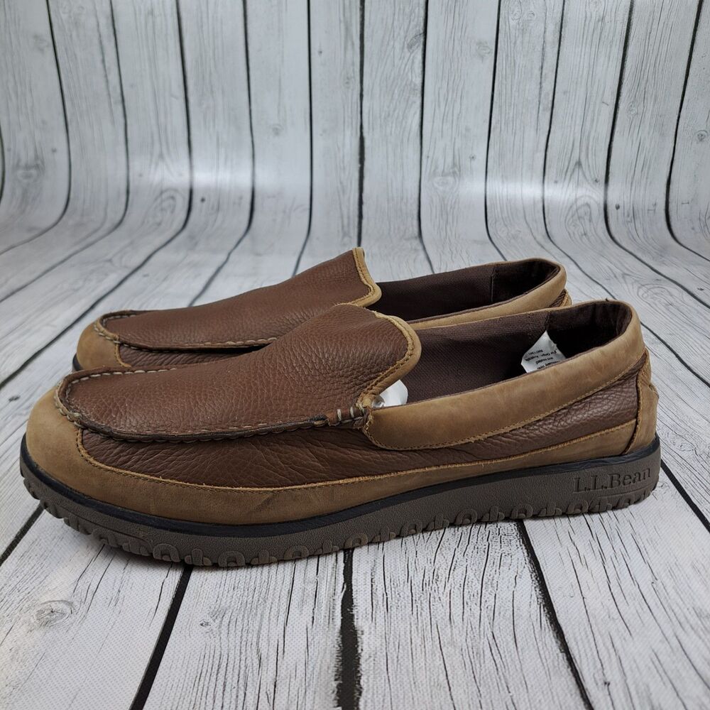 LL Bean All Week Slippers Moccasins Loafers Mens 14 M Brown Leather